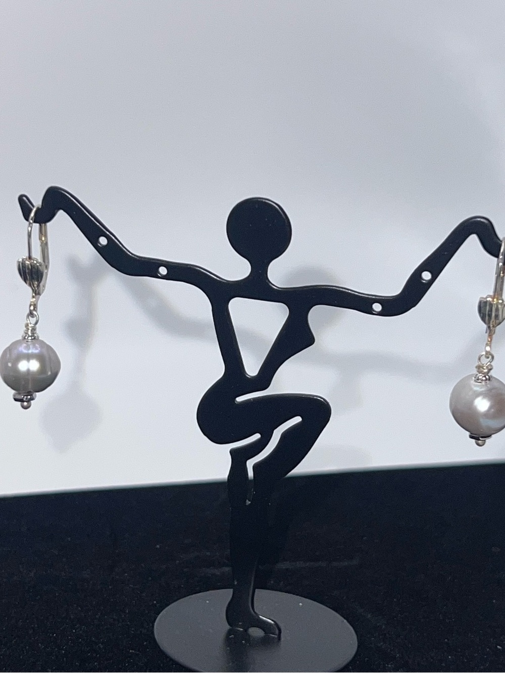 Silver-Tone Gray Pearl Drop Earrings